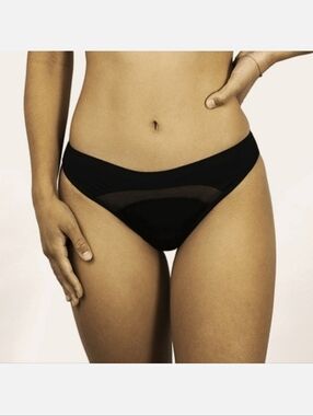 saalt wear Anthracite Black Mesh Bikini Period Panties, Size L ~ NWT